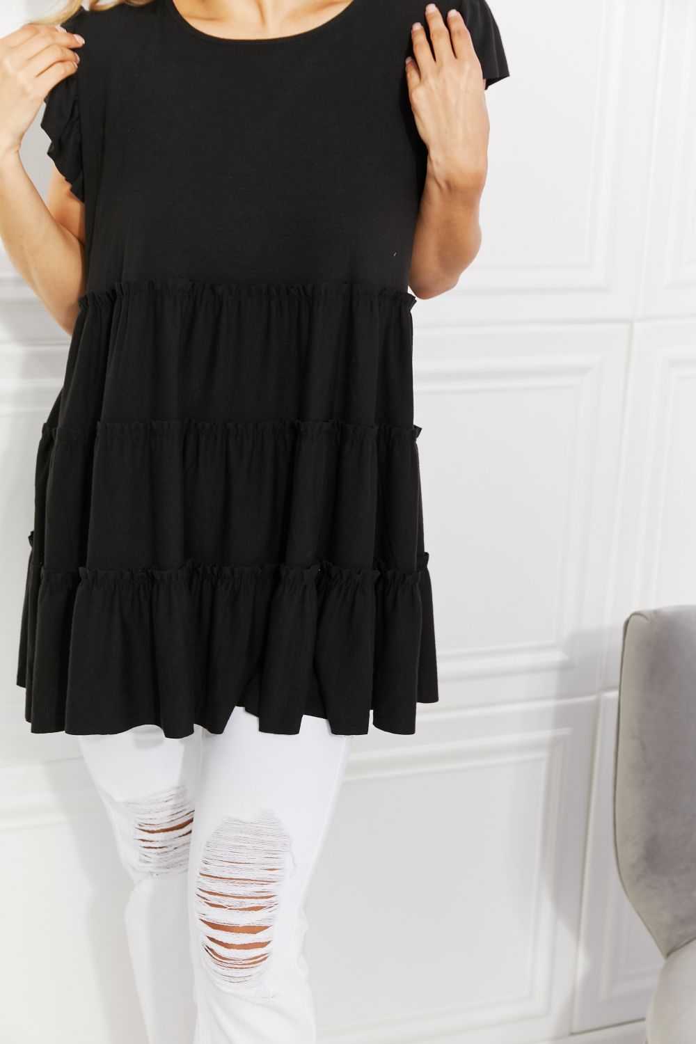 Black Tiered Peplum Top - Quelle's BoutiQue