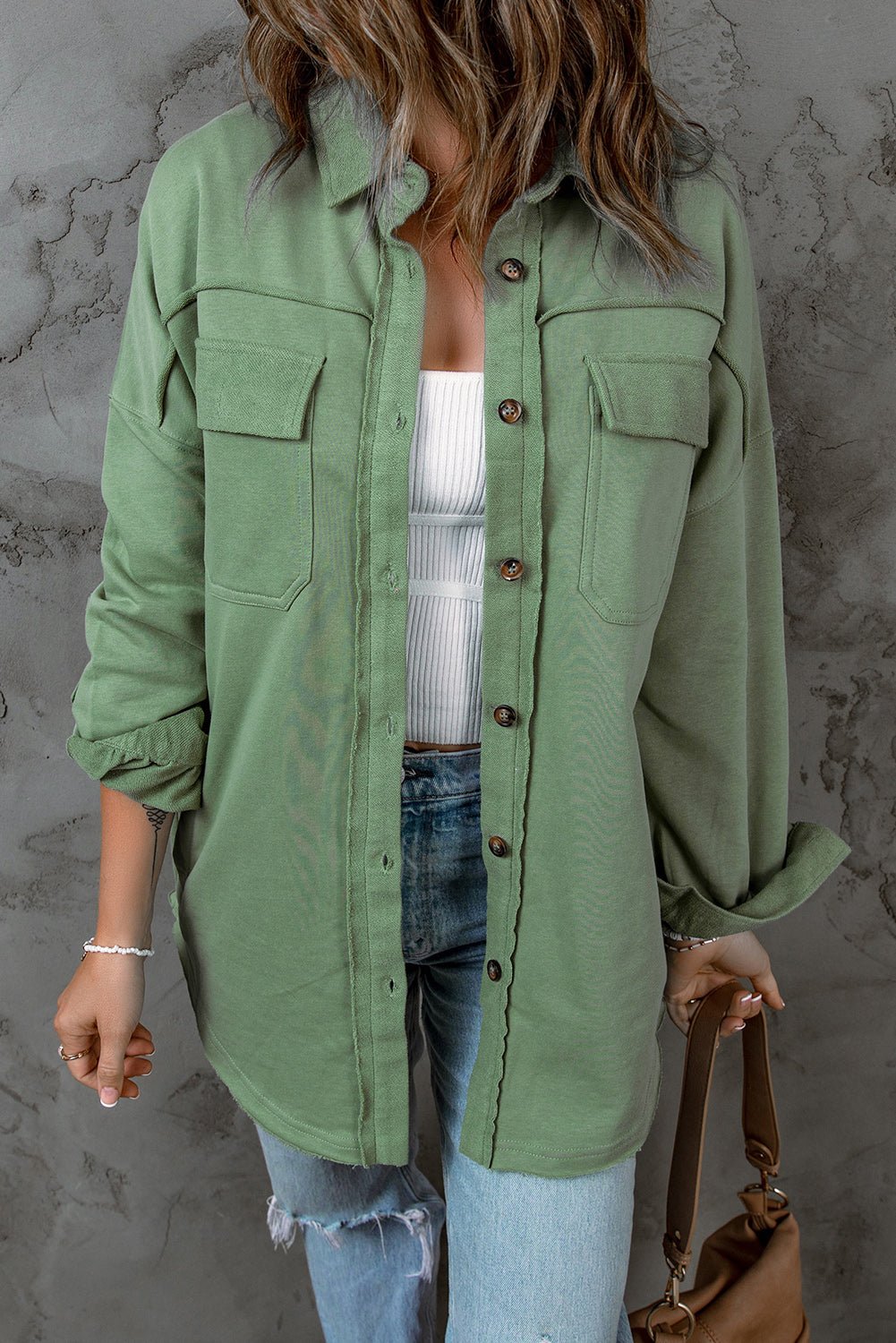 Casual Button Front Shacket - Quelle's BoutiQue