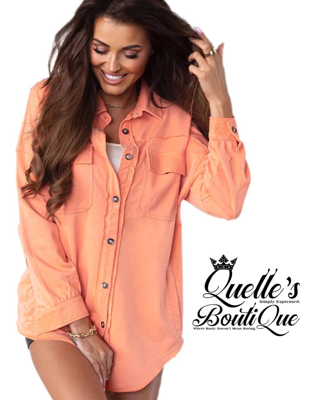 Casual Button Front Shacket - Quelle's BoutiQue