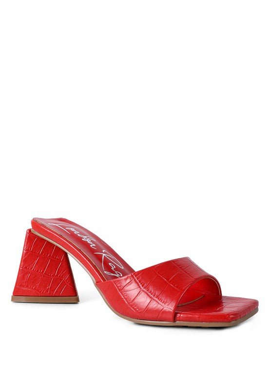 Croc Textured Block Heeled Sandals - Quelle's BoutiQue