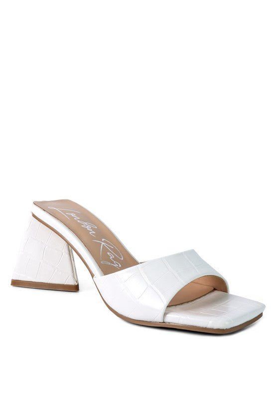 Croc Textured Block Heeled Sandals - Quelle's BoutiQue