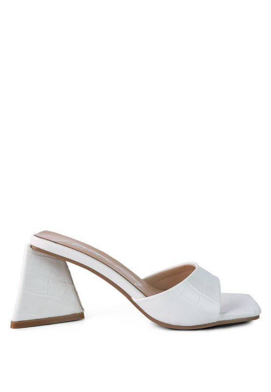 Croc Textured Block Heeled Sandals - Quelle's BoutiQue