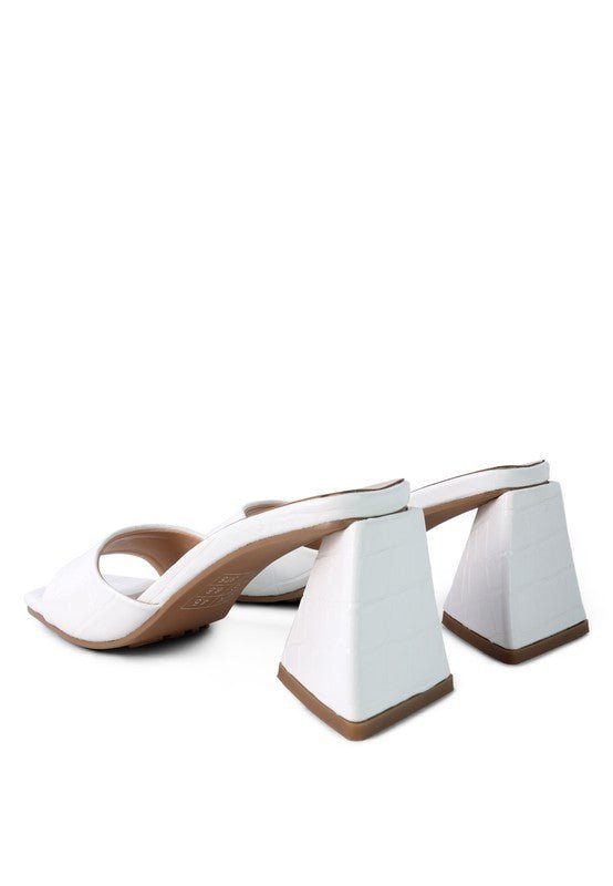 Croc Textured Block Heeled Sandals - Quelle's BoutiQue