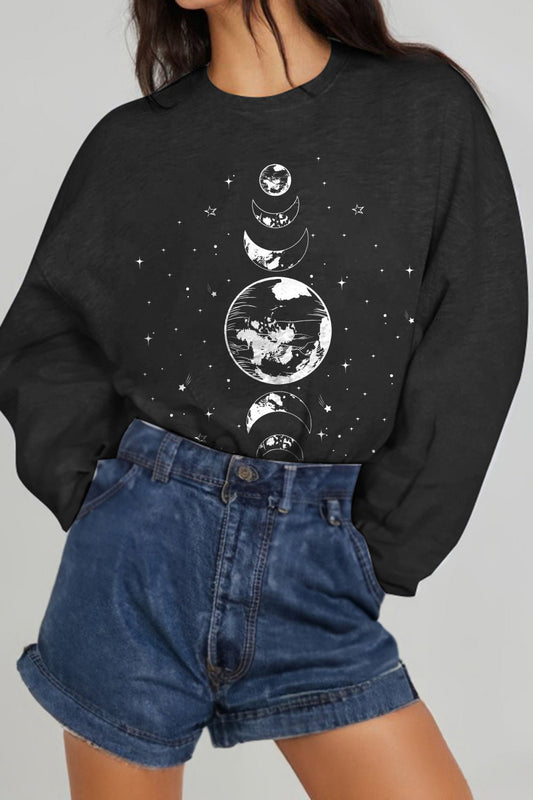 Earth & Moon Pullover Sweatshirt - Quelle's BoutiQue