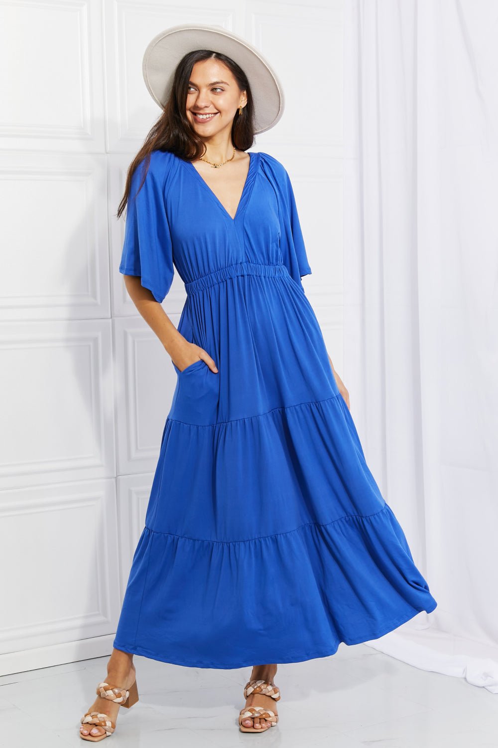 Flare Sleeve Tiered Maxi Dress - Quelle's BoutiQue