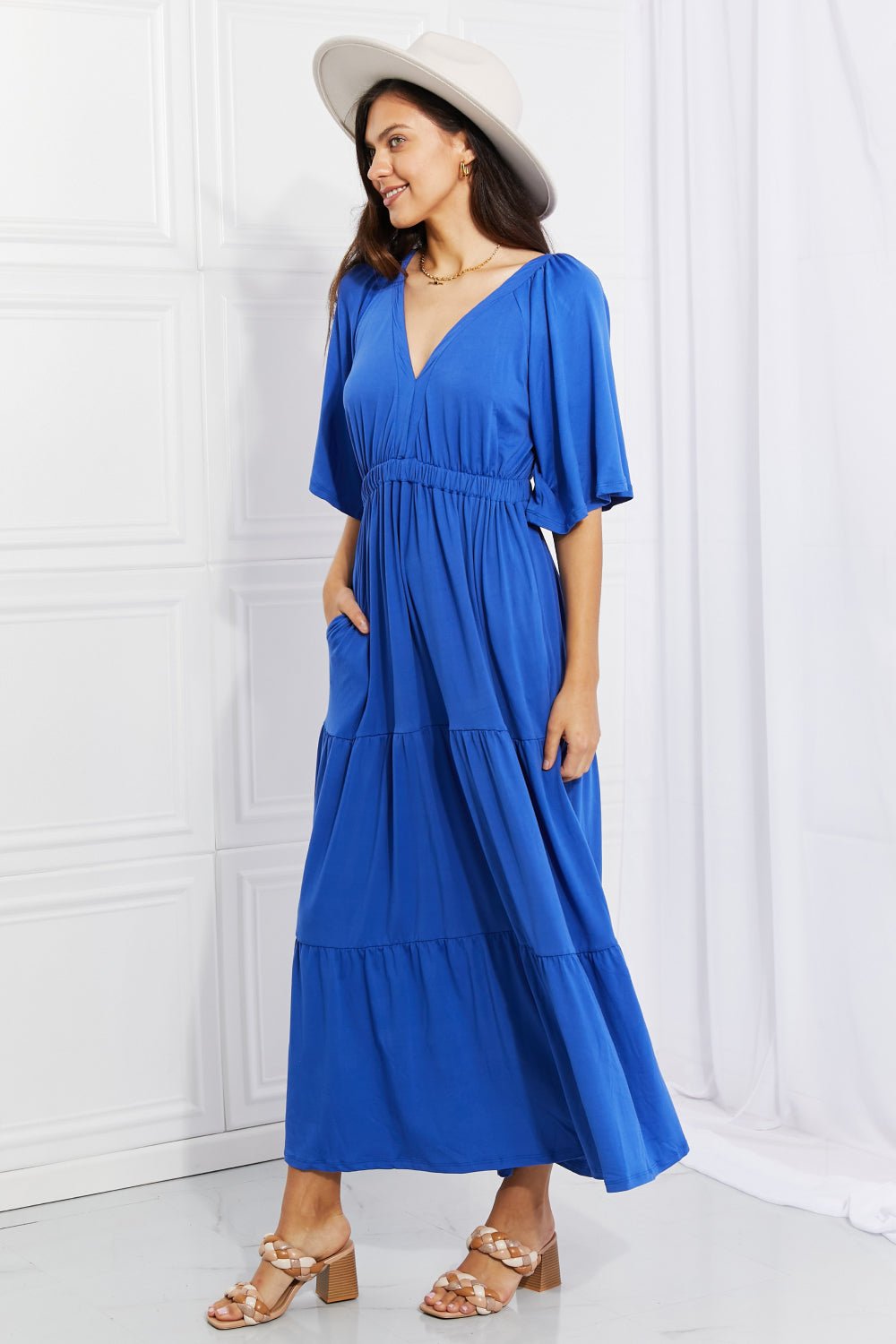 Flare Sleeve Tiered Maxi Dress - Quelle's BoutiQue