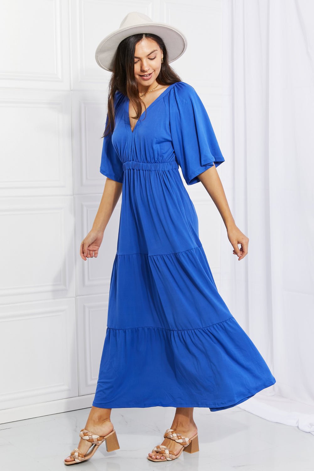 Flare Sleeve Tiered Maxi Dress - Quelle's BoutiQue