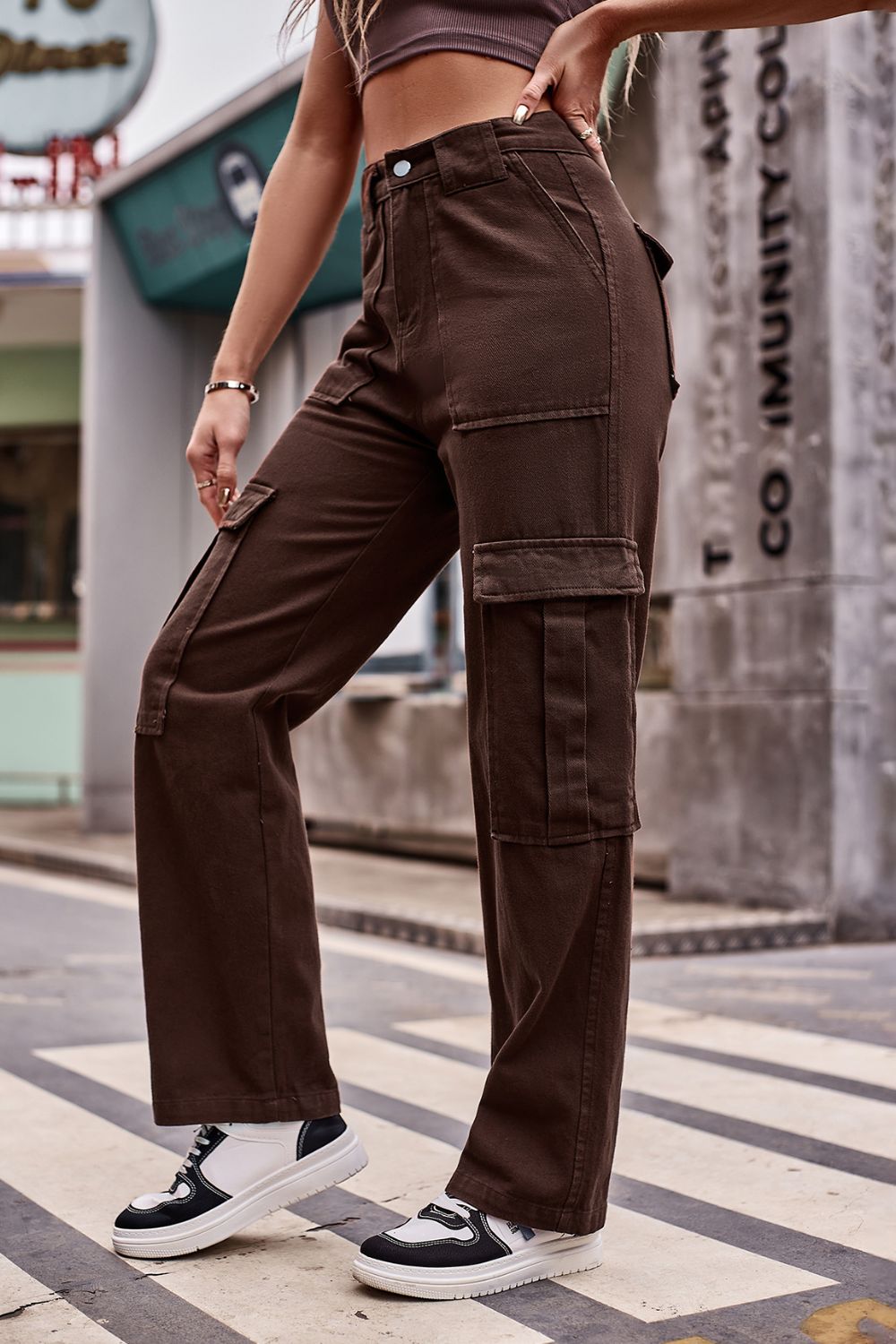 High Waist Loose Fit Cargo Jeans - Quelle's BoutiQue