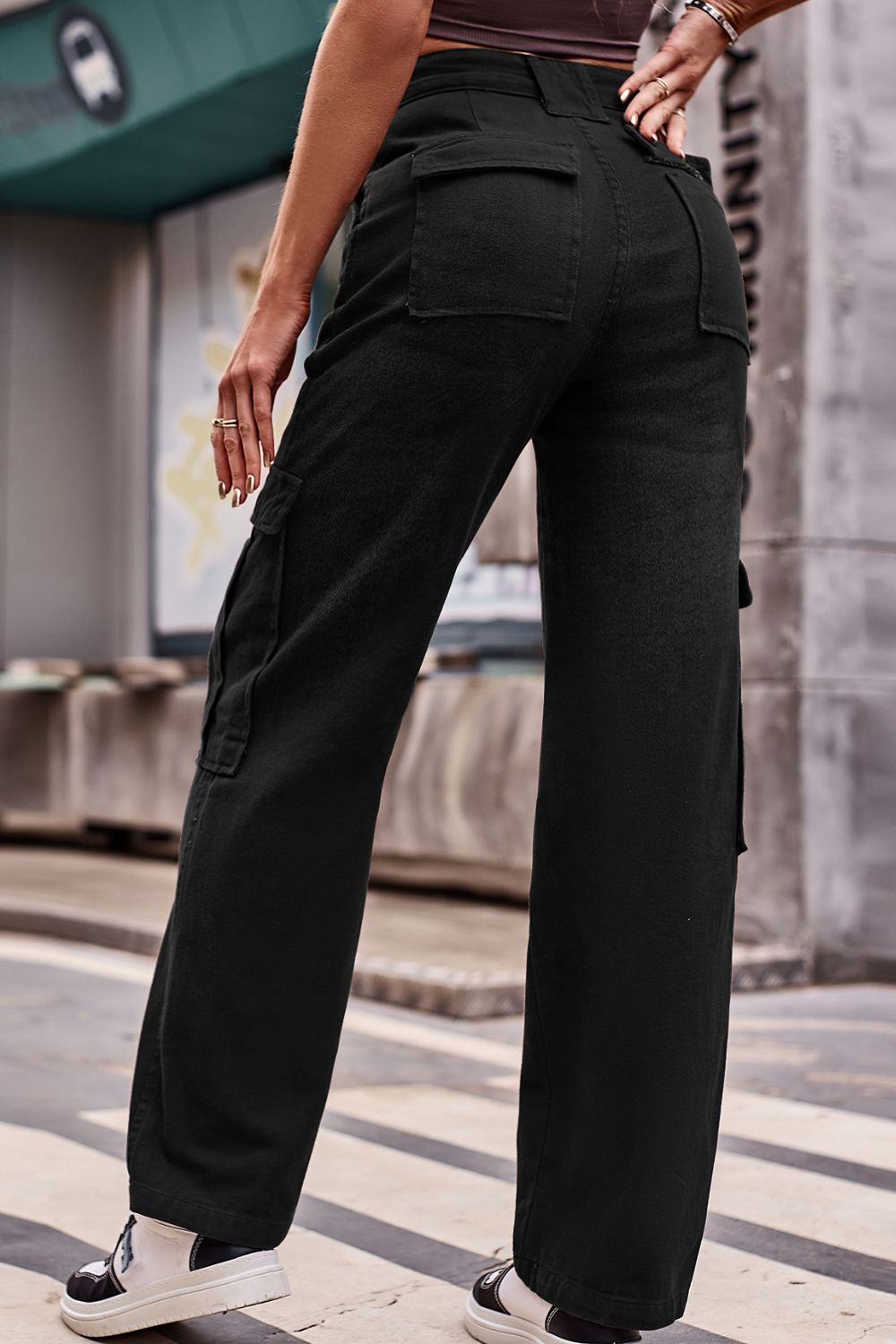 High Waist Loose Fit Cargo Jeans - Quelle's BoutiQue