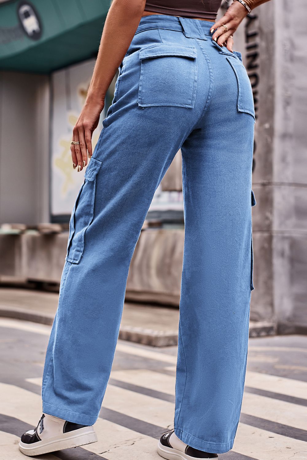 High Waist Loose Fit Cargo Jeans - Quelle's BoutiQue