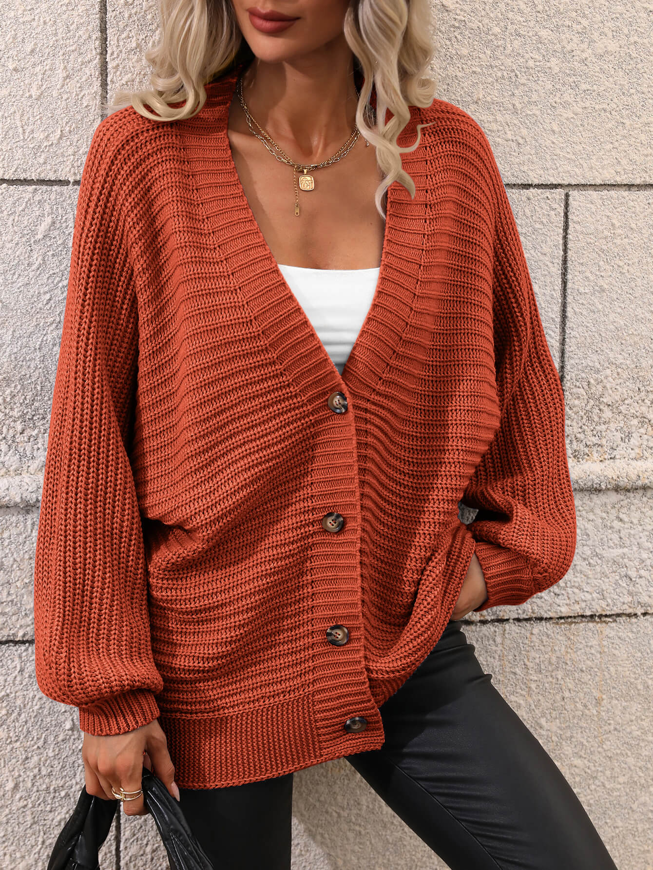 Ribbing Longline Button Cardigan - Quelle's BoutiQue