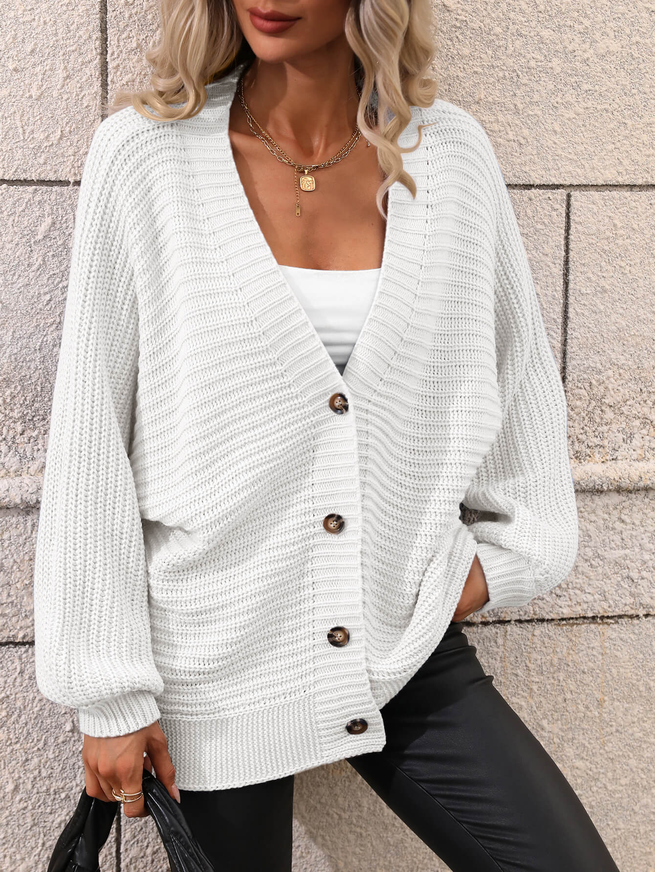 Ribbing Longline Button Cardigan - Quelle's BoutiQue