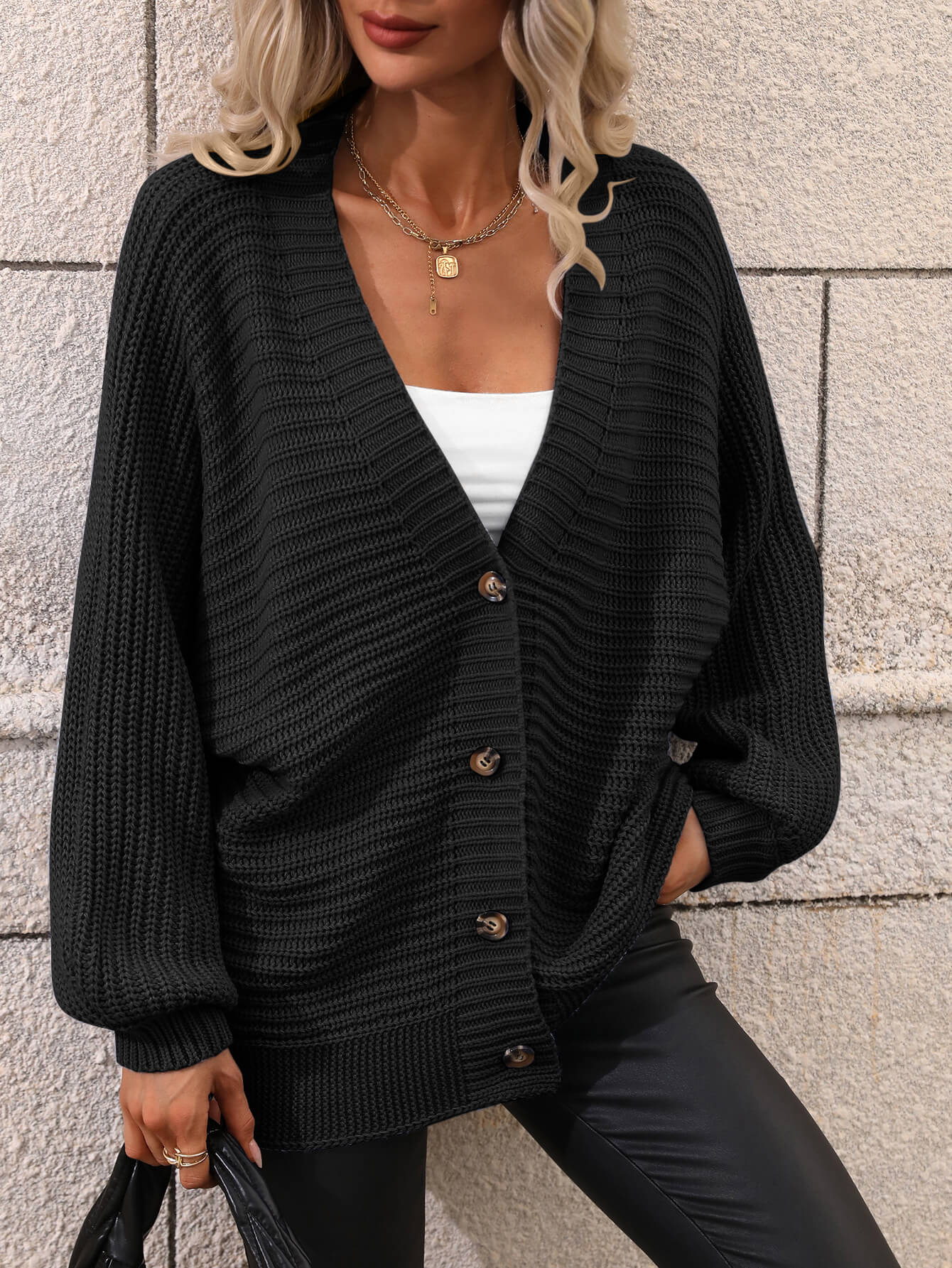 Ribbing Longline Button Cardigan - Quelle's BoutiQue