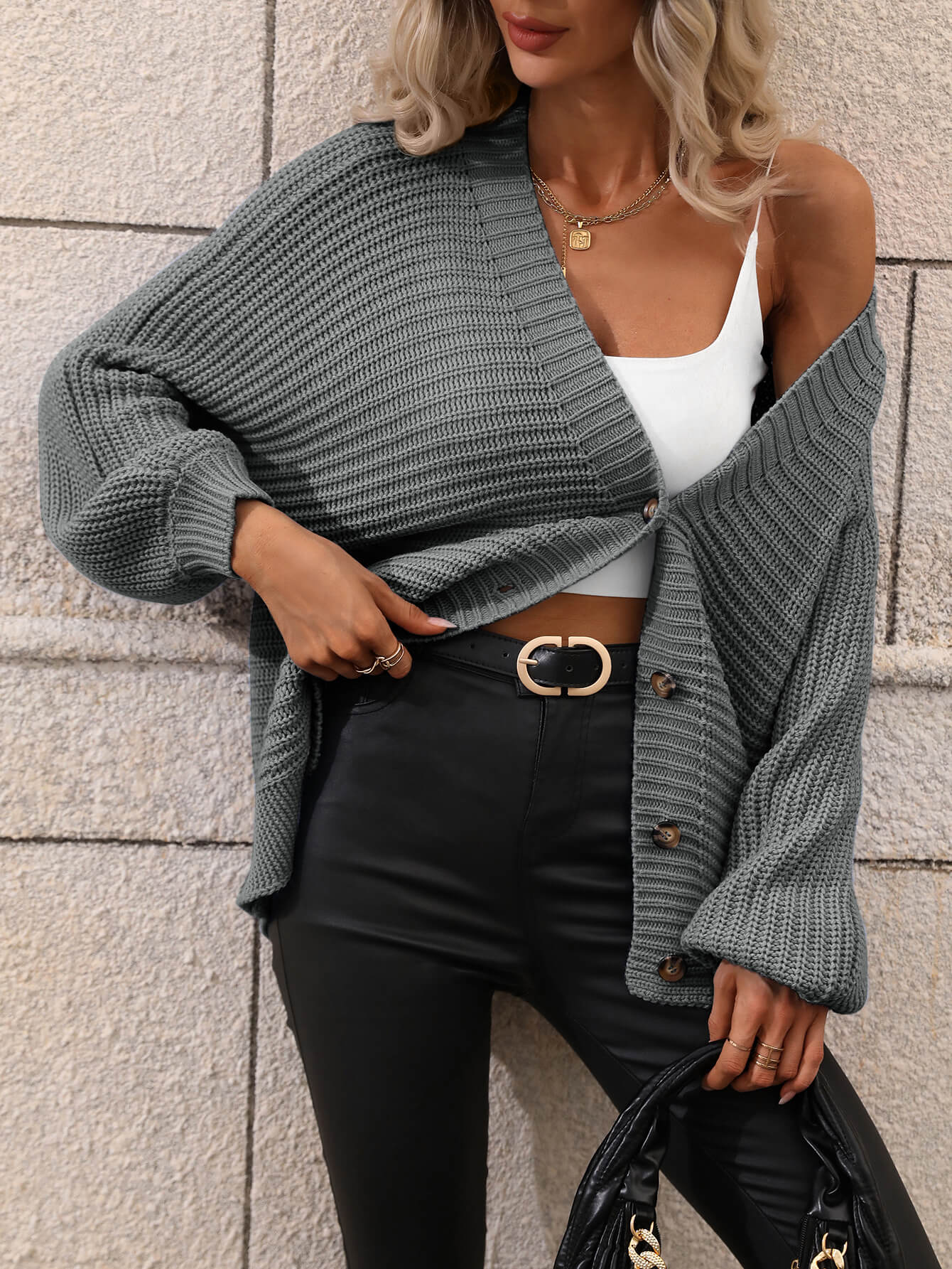 Ribbing Longline Button Cardigan - Quelle's BoutiQue