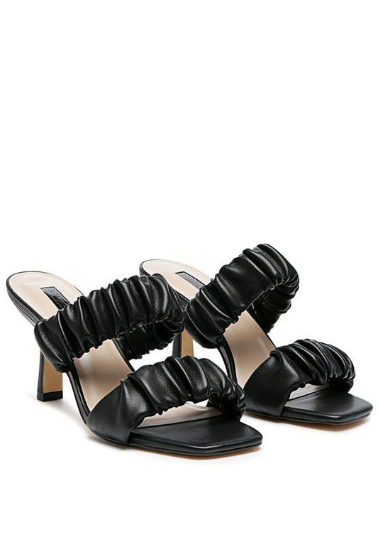 Scrunchy Straps Heeled Sandals - Quelle's BoutiQue