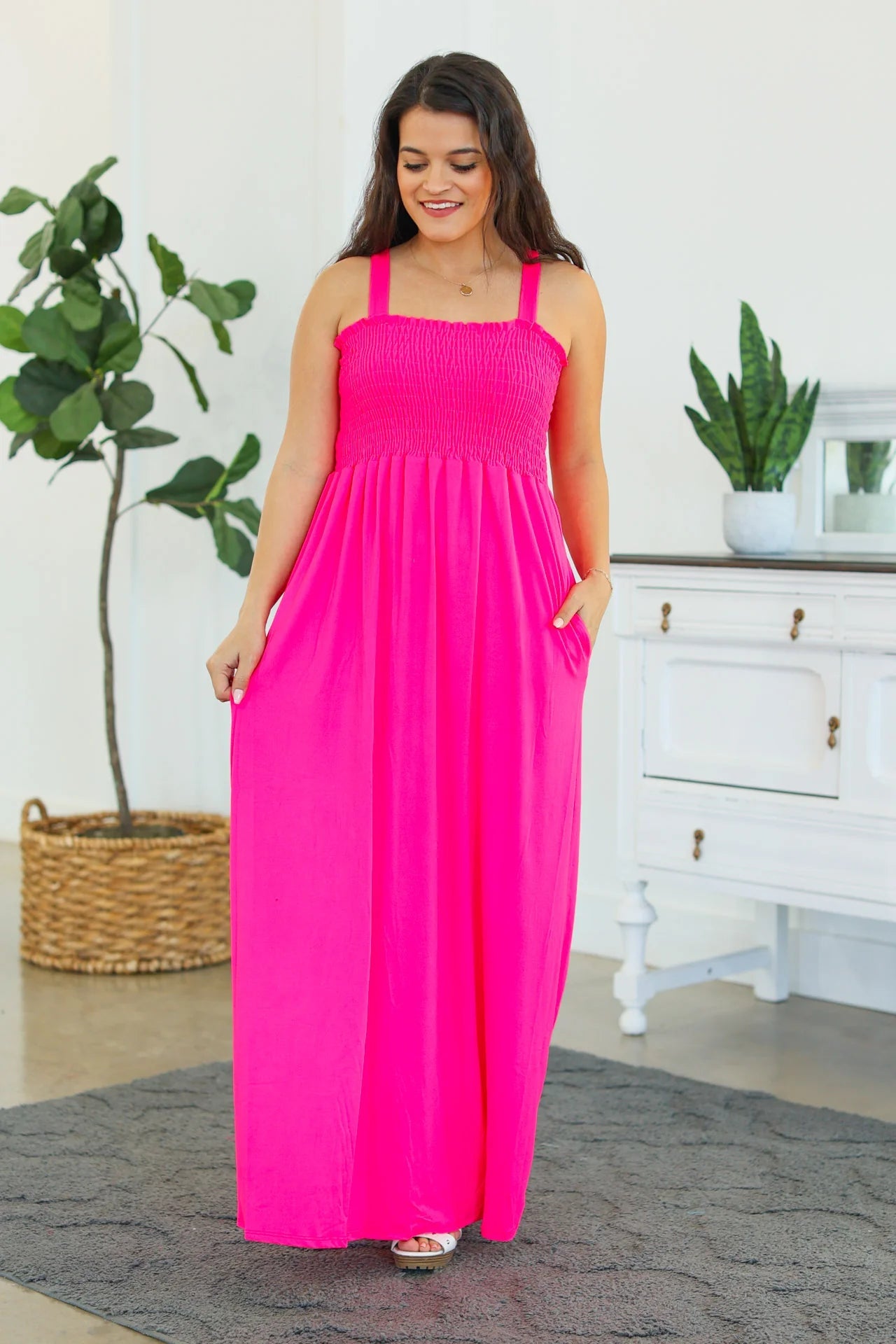 Sleeveless Smocked Maxi Sundress - Quelle's BoutiQue