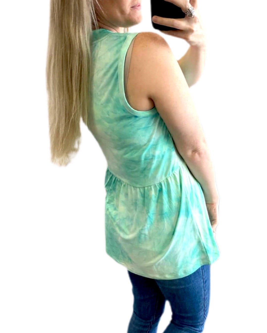 Sleeveless V-Neck Tie-Dye Top - Quelle's BoutiQue