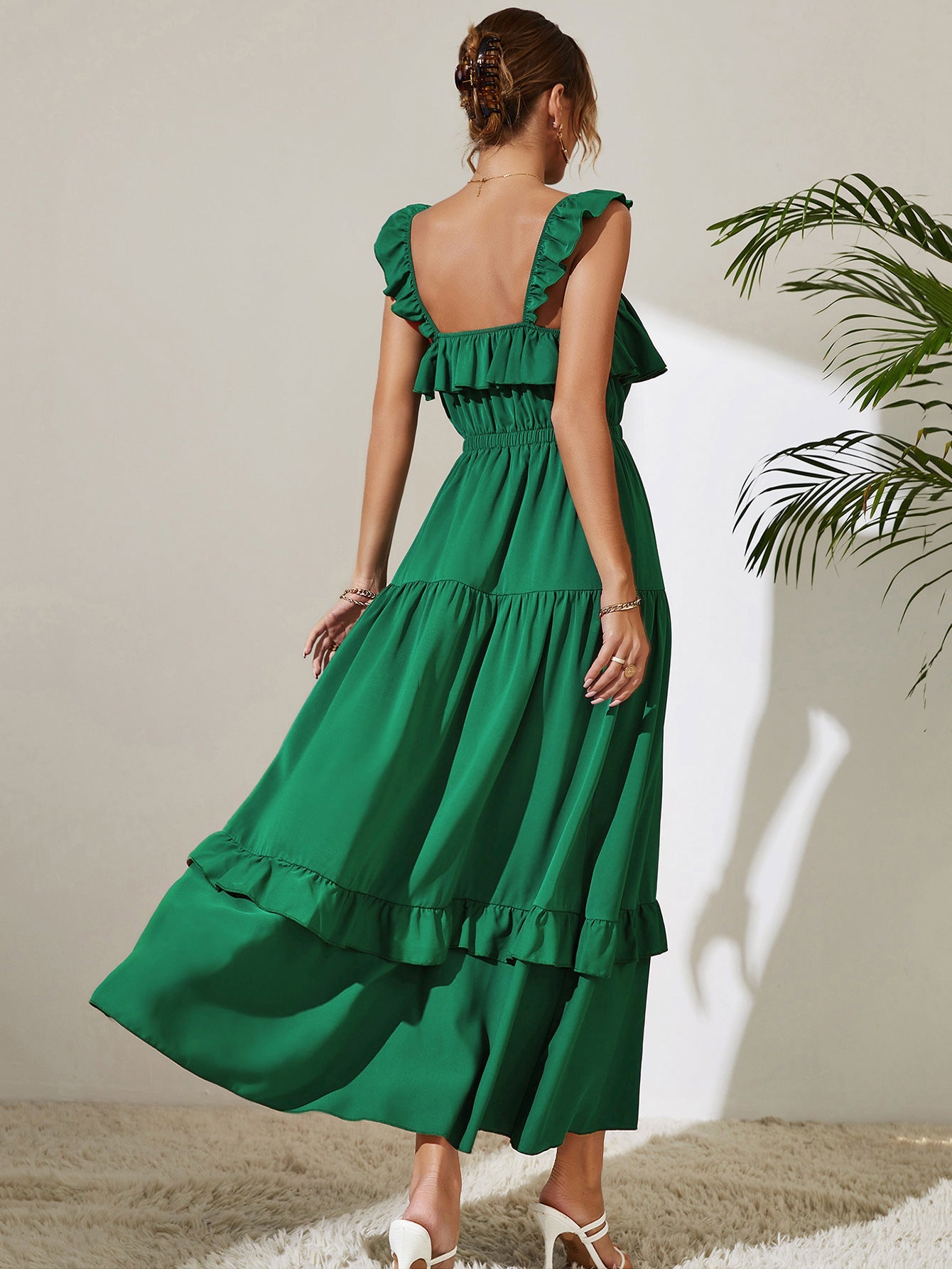 Square Neck Ruffled Maxi Dress - Quelle's BoutiQue