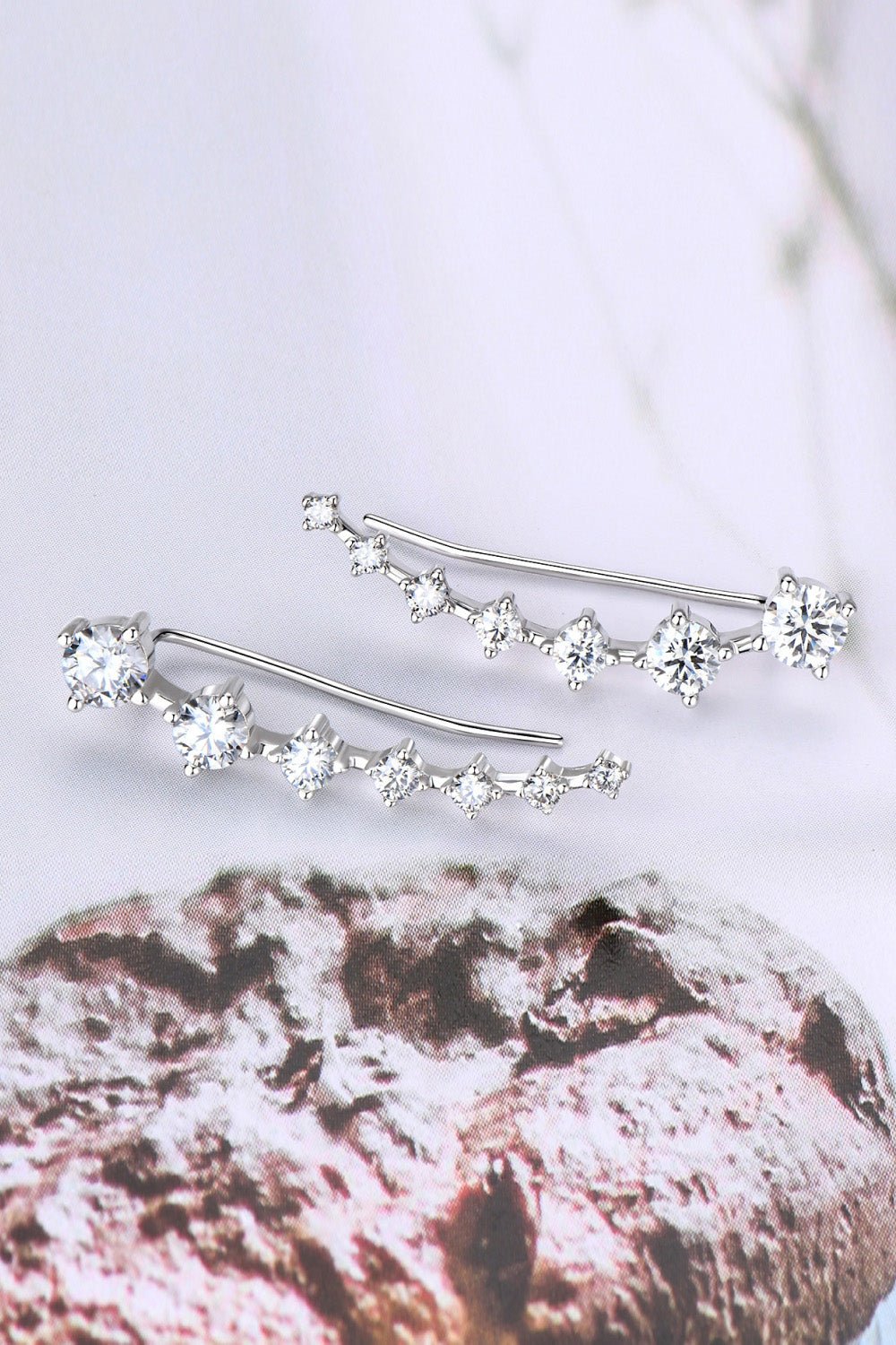 Stepping Stone Moissanite Sterling Silver Earrings - Quelle's BoutiQue