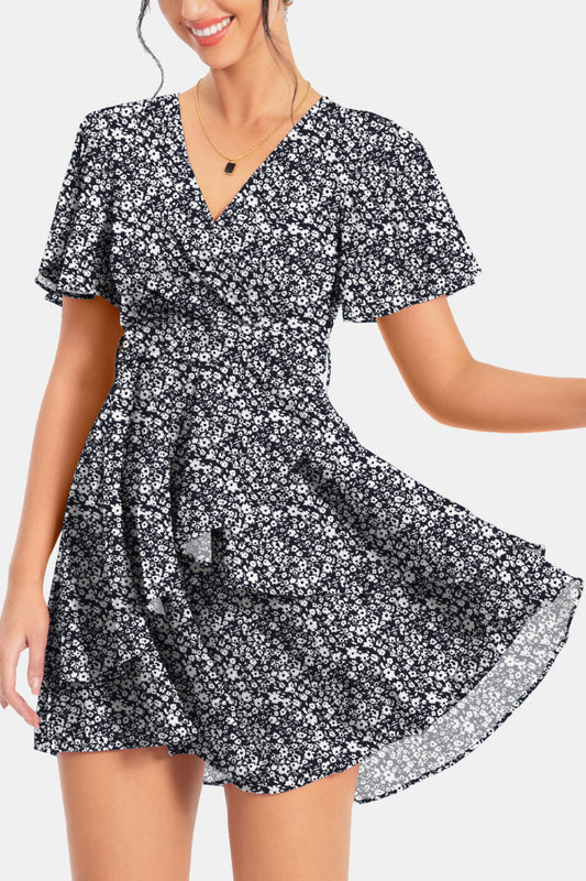 Surplice Neck Mini Dress - Quelle's BoutiQue