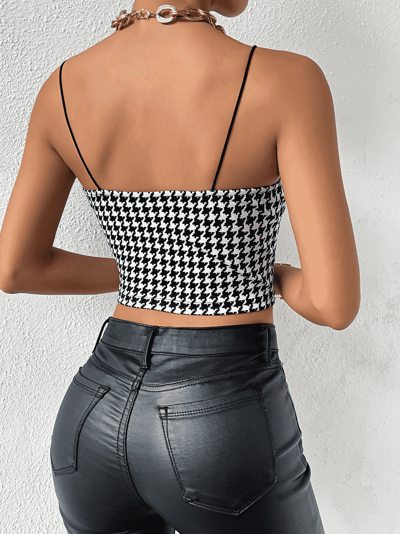 Sweetheart Neck Houndstooth Bustier Cami - Quelle's BoutiQue