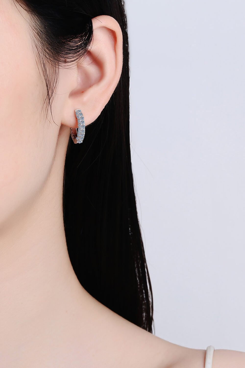 Sterling Silver Moissanite Hoop Earrings - Quelle's BoutiQue