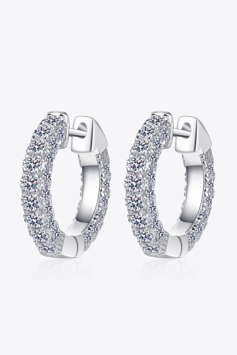 Sterling Silver Moissanite Hoop Earrings - Quelle's BoutiQue