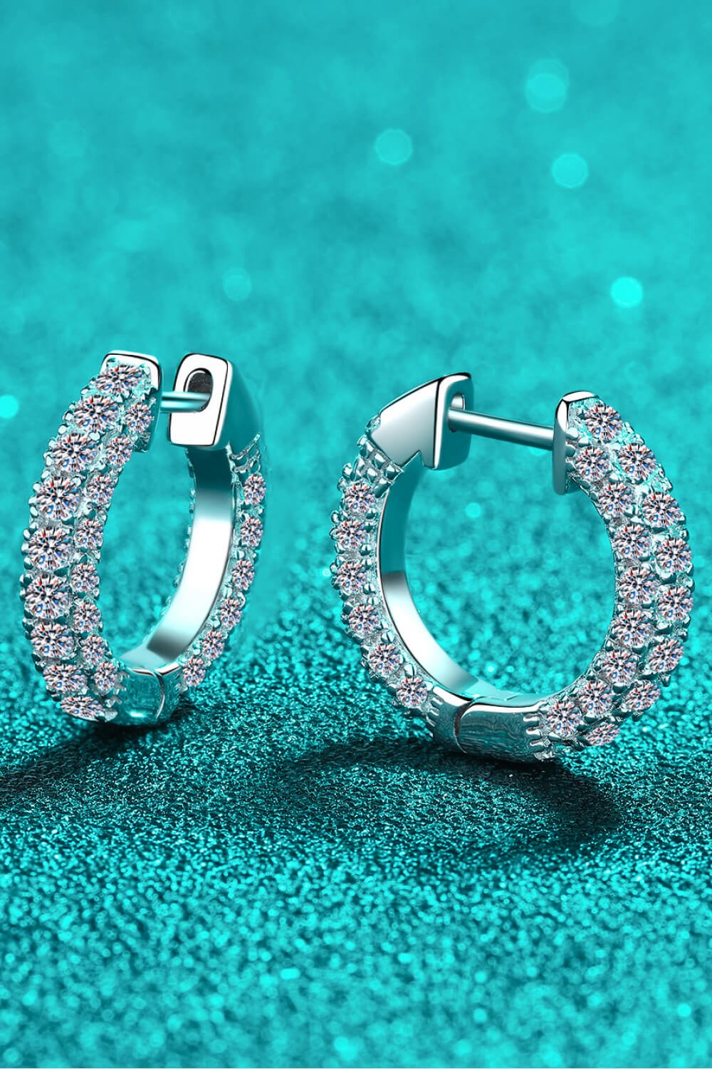 Sterling Silver Moissanite Hoop Earrings - Quelle's BoutiQue