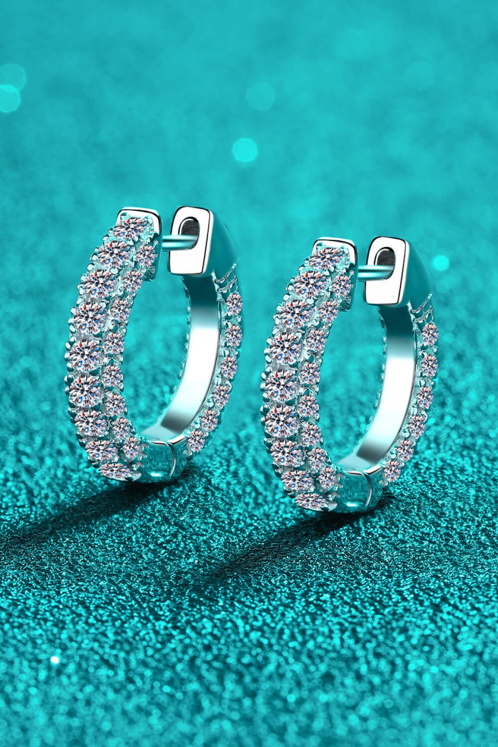 Sterling Silver Moissanite Hoop Earrings - Quelle's BoutiQue